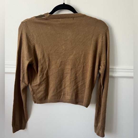 NEW with tags Zara cardigan tan brown button up rhinestone diamond floral - Picture 2 of 7